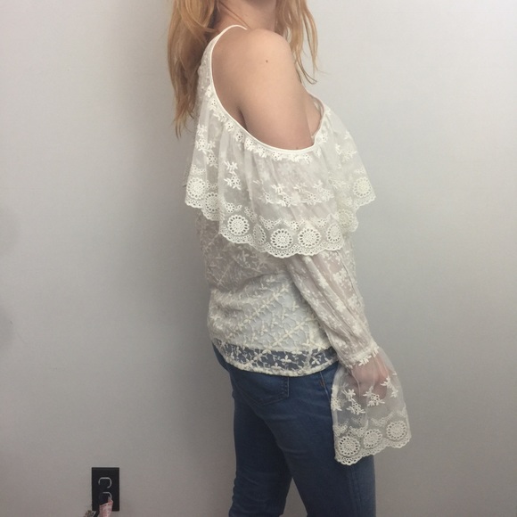 Yoana Baraschi Ivory Sheer Embroidered Cold Top - Picture 2 of 8